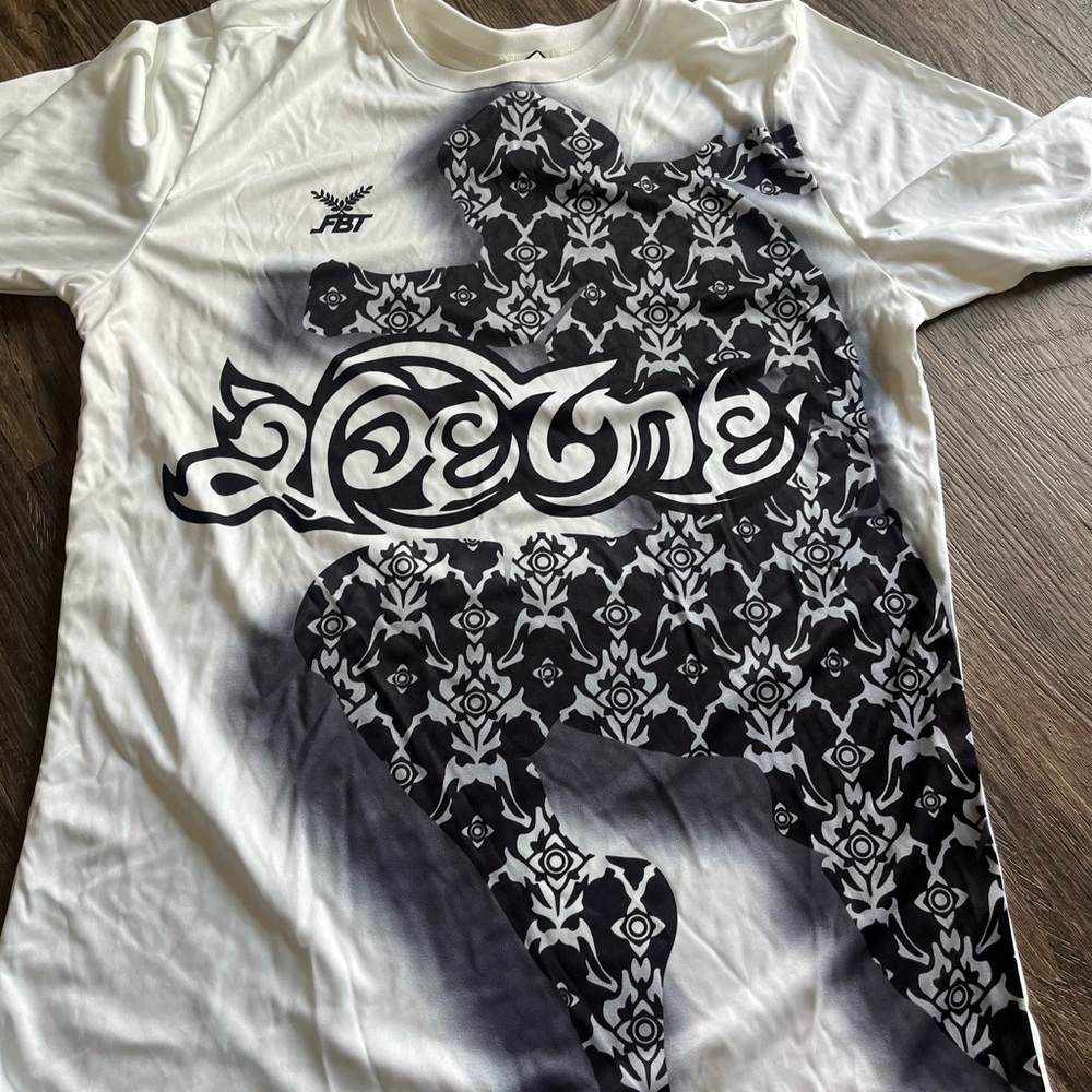 White Muay Thai Kickboxing BJJ Jiu Jitsui  Compression Graphic T-Shirt large